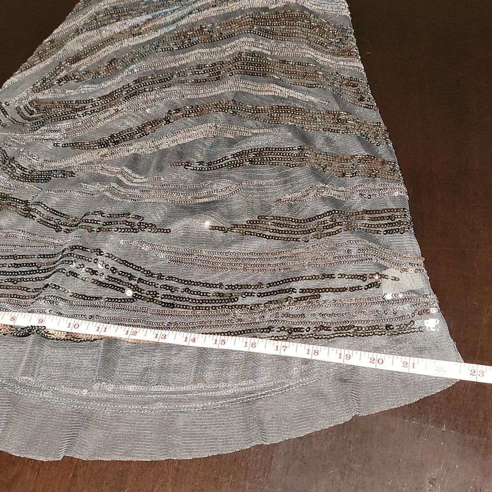 Oversized Sheer Sequin Hi Lo Racerback Flowy Evening Cocktail Tunic Top Size Lrg - Picture 7 of 12